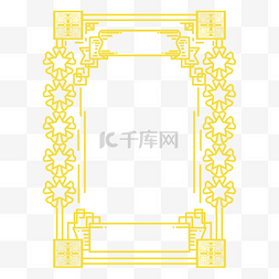 复古中国风黄色图片_中国风手绘复古简约线框花