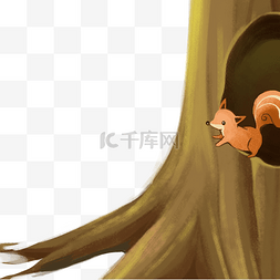 树洞里的小鸟图片_卡通松鼠PNG下载