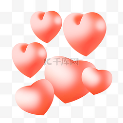 情人节立体心图片_情人节爱心心形告白珊瑚橙气球礼