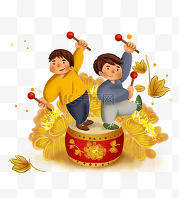 北京新年图片_双人打鼓庆祝国庆节