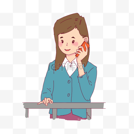 女孩打电话卡通图片-女孩打电话卡通图片素材免费下载-千库网
