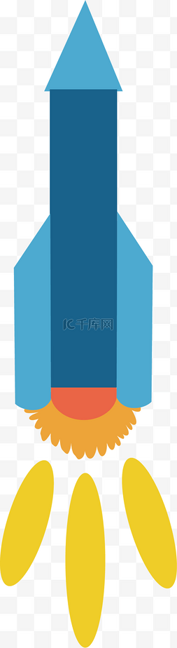 起飞的火箭卡通图片_扁平风细长型火箭图标