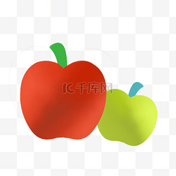 一红一绿两个苹果