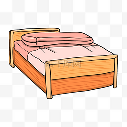 手绘木床图片_黄色的木床手绘插画