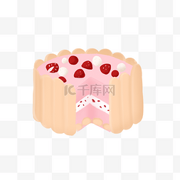 草莓蛋糕手绘插画