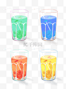 饮料饮品玻璃杯图片_手绘饮料果汁装饰素材