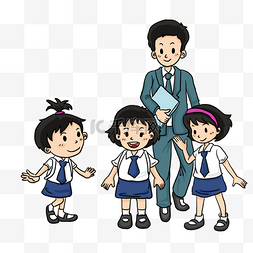 插画男图片_中小学生开学日穿校服的3个小学