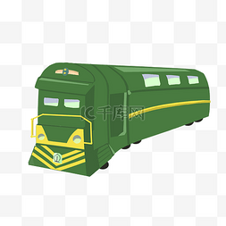 绿皮火车插画图片_手绘卡通绿色火车插画