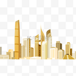 手绘城市建筑地标图片_城市地标建筑主题创意插画