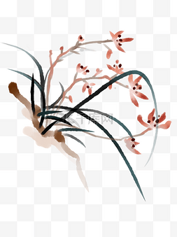 手绘植物手绘兰花图片_中国风手绘水墨可商用元素兰