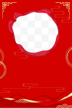 剪纸春节猪年图片_中国红海报装饰边框