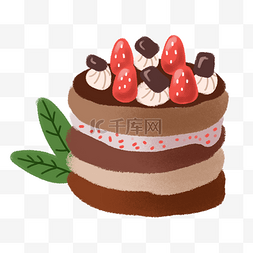 草莓千层蛋糕图片_情人节卡通手绘甜品美食之千层奶