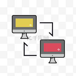 电脑远程图标图片_远程电脑连接矢量图标免抠图
