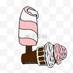 清凉冰棍图片_草莓奶油冰淇淋
