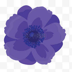 卡通花朵绿色图片_一朵紫蓝色的卡通花朵