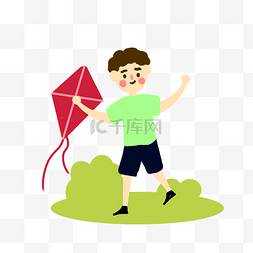 追逐玩耍图片_开心外出放风筝的男生
