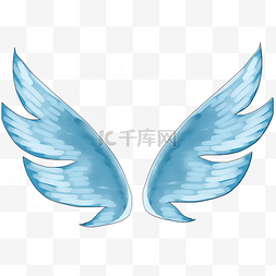 蓝色翅膀手绘图片_淡蓝色的翅膀手绘插画