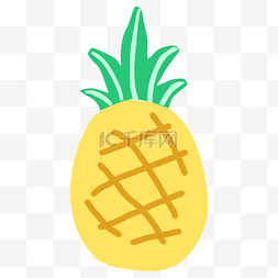 简笔画水果水果图片_黄色卡通简笔画小菠萝免抠图