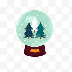 圣诞节水晶球松树雪花PNG平安夜礼