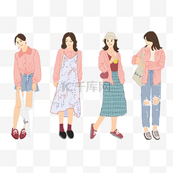 皮具样板图片_日常穿搭女生时尚女生粉色系衣服