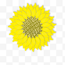黄色手绘剪纸风向日葵