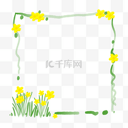 小黄花绿色边框装饰