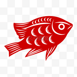 金鱼剪纸图片_红色剪纸鱼插画