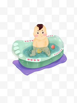 手绘婴儿洗澡脚丫浴缸小黄鸭玩具