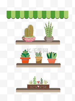 盆栽可商用图片_手绘绿叶元素植物盆栽可商用元素