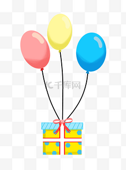 礼物气球装饰图片_可爱的气球礼物盒