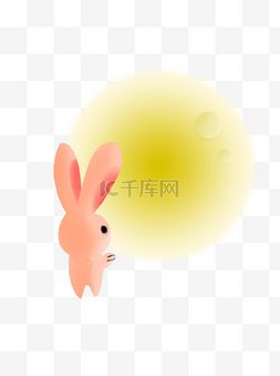 中秋节月亮兔子手绘插画可爱卡通