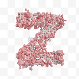 粉色立体心图片_C4D创意心形立体字母Z