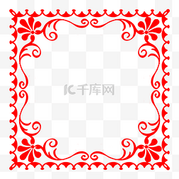 中式边框窗格图片_欧式花纹红色边框插画