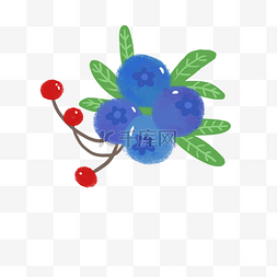 蜡笔风装饰蓝莓PNG