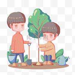 植树节种树男孩 