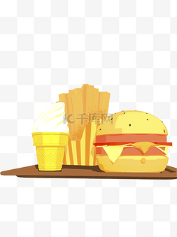 薯条汉堡包图片_手绘快餐薯条汉堡冰激凌设计