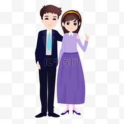 结婚婚庆婚礼人物图片_手绘卡通男孩女孩人物