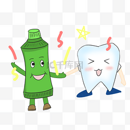 牙膏插画图片_手绘牙齿牙膏插画