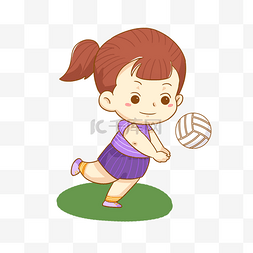 健身免抠图片_秋季运动会打排球的小女孩免抠PNG