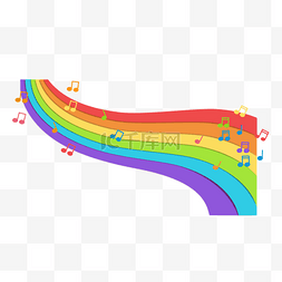 拼贴风格音符卡通彩虹元素