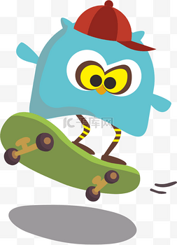 蓝色帽子可爱图片_动物园滑板潮酷猫头鹰