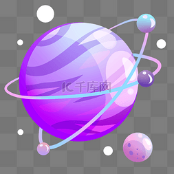 宇宙科技手绘图片_卡通紫色星球插画