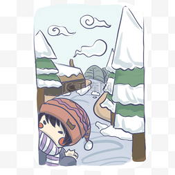 戴帽子的小朋友新年小孩新年大吉手绘可爱q版小孩插画手绘小孩欢度新