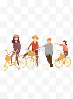 手绘一群骑自行车的人设计可商用