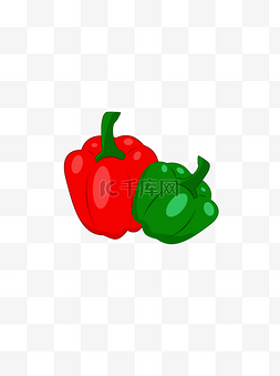 红绿色图片_海椒图案蔬菜手绘卡通红绿色