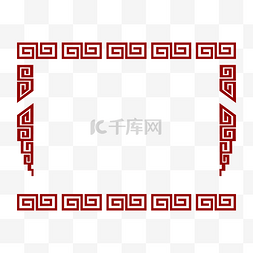 中国风红色风图片_中国风花纹新年框架插画