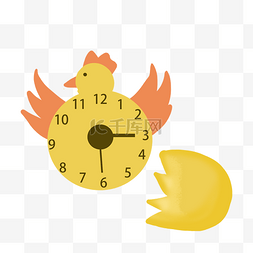 黄色的钟表图片_黄色的小鸡钟表插画