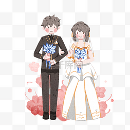 浪漫西式婚礼图片_西式婚礼唯美结婚人物插画