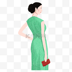 旗袍的女人图片_穿着绿色旗袍的女人 