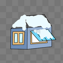 蓝色的落雪房屋插画